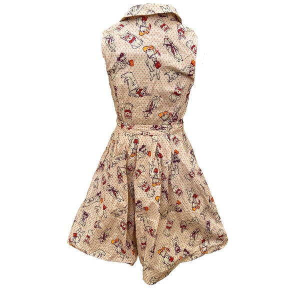 Modcloth Corgi dog dress, cotton sleeveless, fit & flare, lined. S Adorable! - Picture 4 of 7